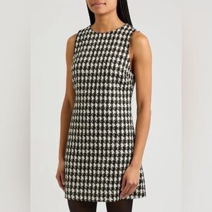 Alice + Olivia Black and White Checkered Midi Dress